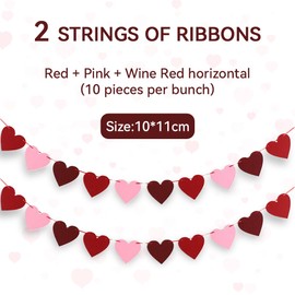 JEYORZY Pack of 2 Heart Paper Garland, Pink Decoration, Hanging Heart Garland, Decorations for Birthday, Wedding Garland, Birthday Decoration, Children's Birthday