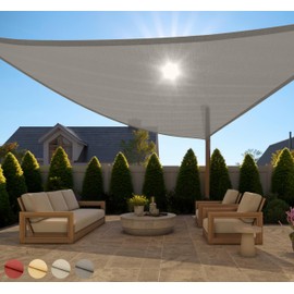 Gorilla Grip Heavy Duty Sun Shade, UV Protection Fade Tear and Rust Resistant Canopy Blocks Sunlight, Easy Install Breathable Sail, Shades Outdoor Patio Lawn Garden, Triangle Sunshade Cover, Gray