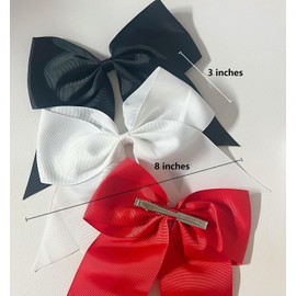 2 Packs Jumbo Cheerleading Bow 8 Inch Large Cheer Hair Bows with Alligator Clips for Teen Girls Softball Outfit Uniform (Black)