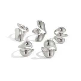 Bestleey Chunky Gold Ring for Women Non Tarnish Gold Plated Geometry Open Stacking Rings Set Finger Midi Rings Pack Adjustable Hug Hoops Rings Set Statement Stacking Womens Ring Pack, Copper, No