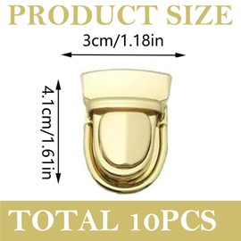 Ptenzor 10PCS Tuck Lock Clasp – Gold Alloy Purse Buckle Fasteners for Handbags, Wallets, and DIY Leather Crafts (Press Lock Design)