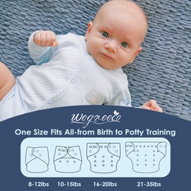 wegreeco Cloth Diapers 5 Pack with 5 Inserts, Washable Cloth Diapers for Babies, One Size Adjustable Reusable Diapers Baby (Boy Car & Sail)