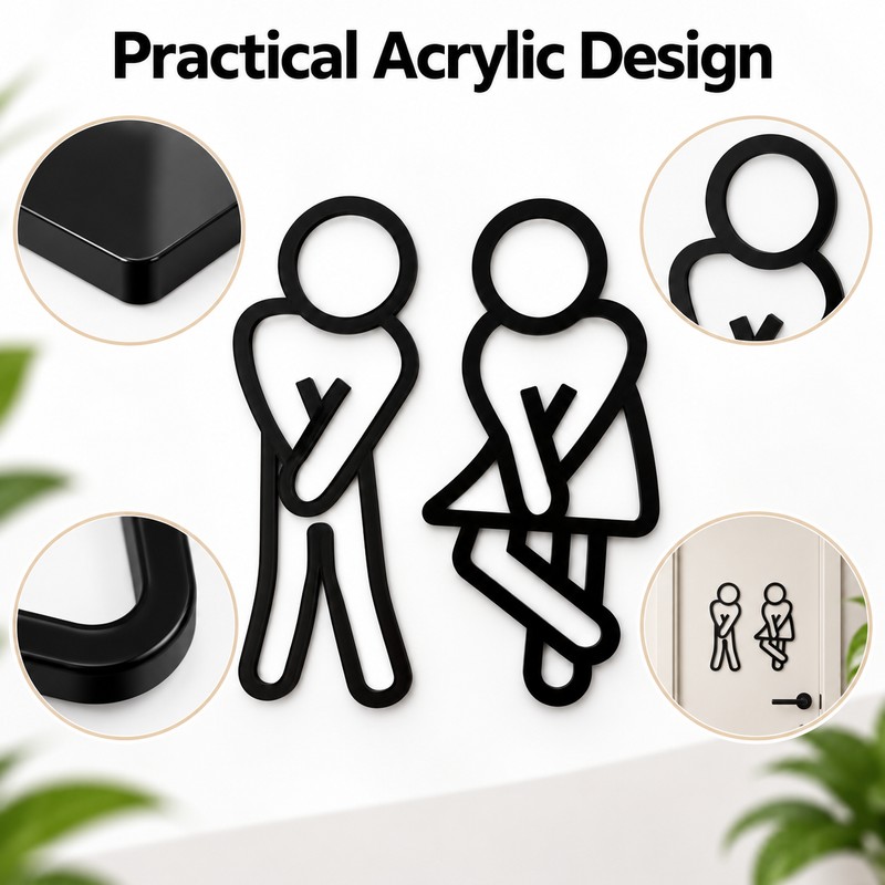 Funny Restroom Door Sign for Bathroom – 2D Acrylic Decorative