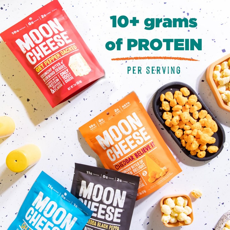 Moon Cheese Cheddar Believe It, 2 Ounce, 3-Pack, Crunchy, Protein-Rich