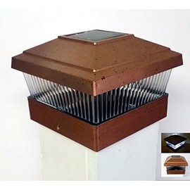 6 Copper Solar LED 5" x 5" Post Deck Cap Square Fence Light