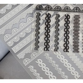 Lace sticker YT 4120-Lace white, 1 set, single item / 레이스 스티커 YT 4120-레이스 화이트, 1세트, 단품