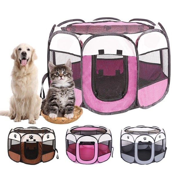Foldable Playpen for Pets, Portable Puppy Playpen, Pet Playpen, Foldable Cat House, Waterproof Tent for Dogs, Cats, Rabbits and Small Animals for Indoor or Outdoor Use, 73 x 73 x 43 cm