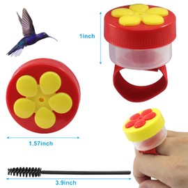 Jiozermi 4 Pcs Hand Hummingbird Ring Feeders, Hand Held Hummingbird Feeder Ring Mini Hummingbirds Feeders with 4 Pcs Brushes for Hummingbirds Feeding Outdoor Supplies