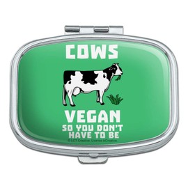 Cows Vegan So You Don't Have to Be Funny Humor Rectangle Pill Case Trinket Gift Box
