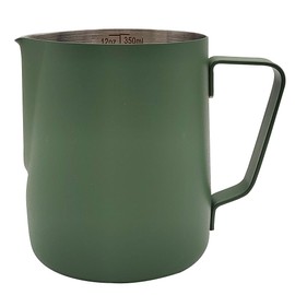 SIPLIV Stainless Steel Espresso Steaming Pitchers Frothing Pitcher Jug Coffee Milk Frothing Cup, Coffee Steaming Pitcher - Dark Green, 12 oz(350 ml)