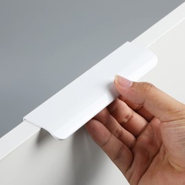 HY HUIJUN Concealed Handles for Kitchen Cabinets, Pack of 2 Cabinet Handles, Aluminium, Bright White, Invisible Kitchen Handles, Door Handle, Drawer Handle, Handles for Wardrobe, Bedroom