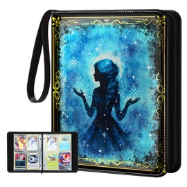 Gurgitat for 4 Pocket Card Binder for 400 Cards - Large Capacity Trading Card Collection Album Folder with Zipper for Men Boys Teens Girls Kids Cute Blue Princess Design for Sports Cards Game Cards