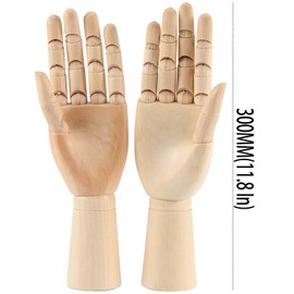ZEONHAK 4 Pack 11.8 Inches Flexible Wooden Hand Model, Moveable Wood Mannequin Hand for Sketching, Painting, Jewelry Display, Home Office Decoration, Desktop Decoration, Left and Right Hand