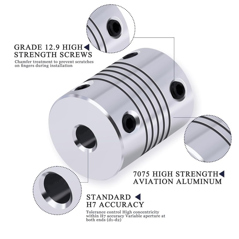 XIKE 2PCS 8mm to 10mm Shaft Coupling 25mm Length 19mm