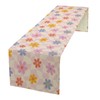Pink Checkered Table Runner, Cute 70s Modern Flower Aesthetic Funky