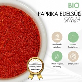 1001 Frucht Organic Paprika Spice Edelsüß "Sonja" 70 g I Paprika Powder Edelsüß with Typically Full-bodied Fruity Aroma I Delicatessen Spice Gift Ideas from Around the World for Your Private 3 Star
