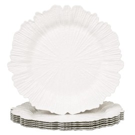 MAONAME - Juego de 6 platos decorativos de plástico con diseño de arrecife para platos de cena y decoración de boda, Acción de Gracias, Navidad, blanco