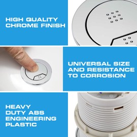 Excel Home Toilet Flush Button Replacement for Cistern- Dual Button Toilet Flush Buttons - Pneumatic Technology - Fingerprint Resistant Compatible with Air Houses - 72mm Front (Chrome)