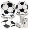 PCLMLES 96pcs Party Plates Soccer Tableware Set Black and White