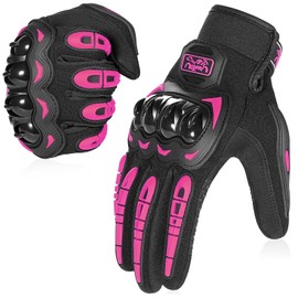 COFIT Motorcycle Gloves Breathable, Touchscreen Motorbike Gloves Anti-Slip with Good Grip Hard Knuckles Protection for Men Women Motocross, BMX ATV MTB Cycling, Road Racing - Pink M