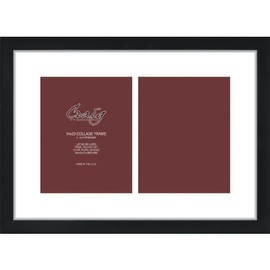 Craig Frames Contemporary, 14x20 Black Picture Frame with White Collage Mat, 2 Openings for 8x10 Prints