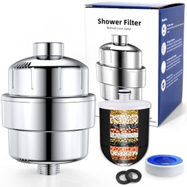 15 Stage Activated carbon Shower Head Filter for Hard Water Remove Chlorine and Fluoride - Reduces Dry Itchy Skin Improves The Condition of Skin Hair and Nails - Filter Cartridges