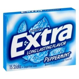Extra Slim Pack Peppermint Chewing Gum 15 sticks 5 Packs Free Shipping