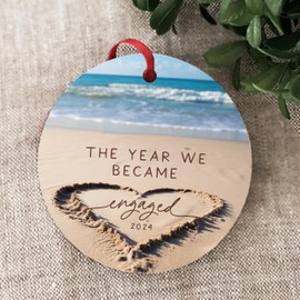 Engagement Ornament 2024 Gifts for Newly Engaged Couple Gift for Couples First Christmas Engaged Bridal Shower Gifts Keepsake Newlyweds for Her Him Girlfriend Bride Beach Keepsake Unique Gift Friends