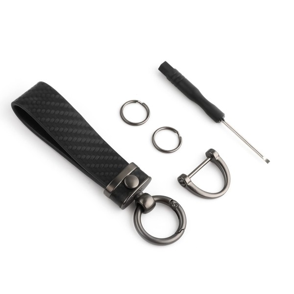 SAVITA Carbon Fiber Car Keychain, Microfiber Leather Car Keychain with