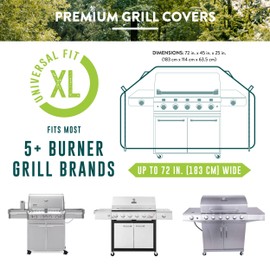 Patio Companion Premium, 72 Inch BBQ Grill Cover, 10 Year Warranty, Heavy-Grade UV Blocking Material, Waterproof and Weather Resistant, Gas Grill Cover for Weber, Char Broil, Broil King, Etc. Black