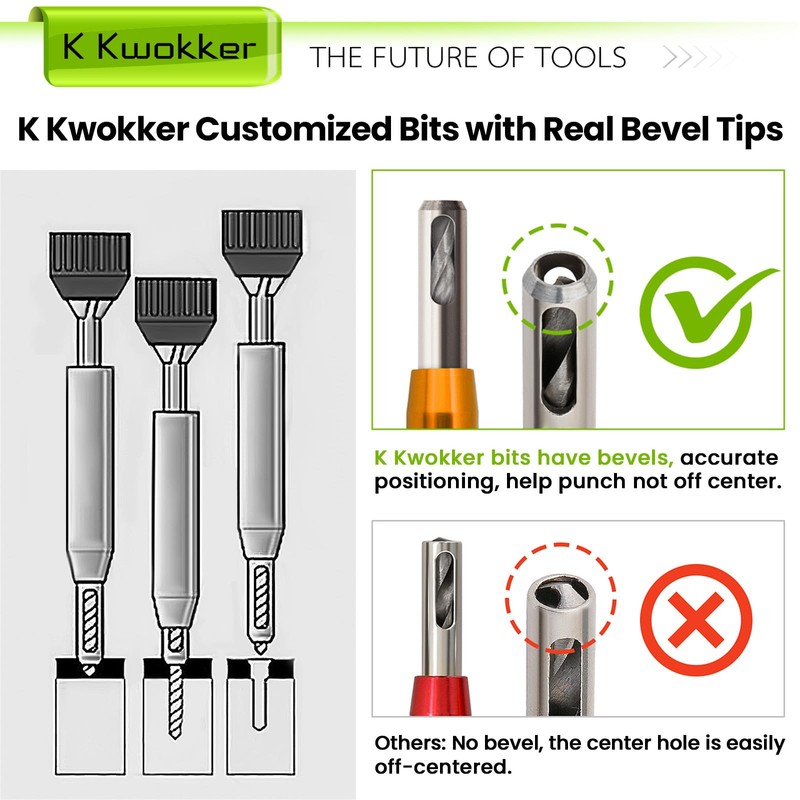K Kwokker 9PCS Hinge Drill Bit Set, Self Centering Drill