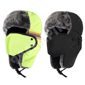 Unbranded Men Women's Black Russian Hat Waterproof Winter Trapper Fur Ushanka - Black