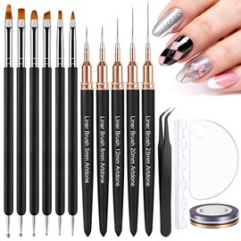 Kit de cinta adhesiva para uñas Artdone con pinceles de nail art, herramientas de punteado y pinceles delineadores para diseño de uñas con gel, pequeñ