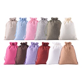 KONMAY Set of 24, 13 x 18 cm, Mixed Jute Bags, Gift Bags with Drawstring, Small Jute Bag, Linen Bag, Hessian Gift Bag with Drawstring for Advent Calendar, Lavender Flowers, Jewellery