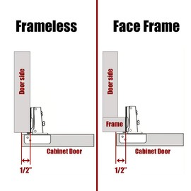 JQK Cabinet Door Hinges Soft Closing, 1/2" Partial Overlay Cupboard Door Hinge for Face Frame Cabinets, Metal 10 Pack, CH300-SN-P10