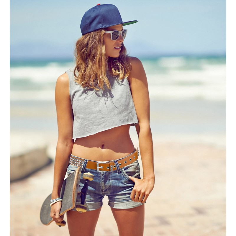 Newellsail Rivet Belt Skirt Rivets Belt PU Leather Punk Belt