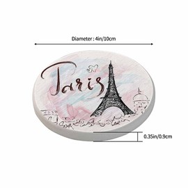 oFloral Eiffel Tower Coasters for Drinks Pink Paris Romantic Art Painting Cups Place Mats for Home Decor Set of 2, 4 Inch
