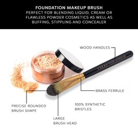 Foundation Makeup Brush 20F for Face - Perfect For Blending Liquid, Cream or Flawless Powder Cosmetics - Buffing, Stippling, Concealer - Premium Quality by F.A.R.A.H Brushes