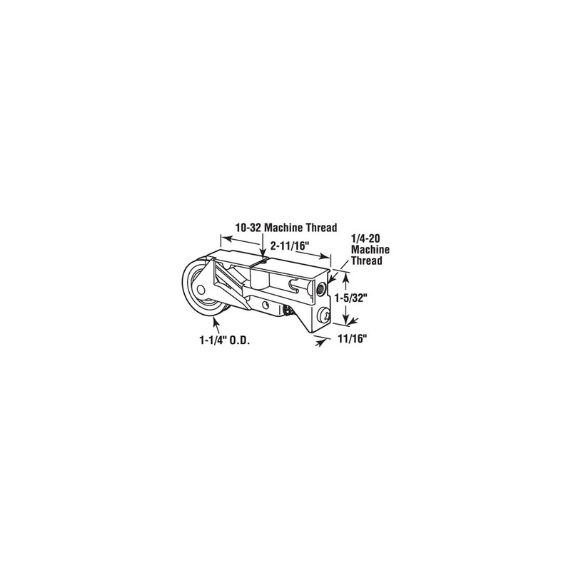 CRL Sliding Glass Door Roller with 1-1/4" Steel Wheel 11/16"