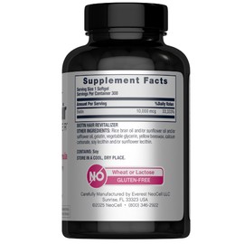 NeoCell Biotin Hair Revitalizer 10000mcg | 300 Softgels | Daily Nourishing Formula | for Women and Men | Hair, Skin, and Nails Supplement
