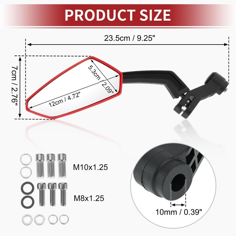 ACROPIX M8/M10 Motorcycle Rear View Mirrors Bar End Side Mirrors