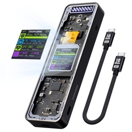DOCKCASE Explorer Edition M.2 NVMe SSD Enclosure,Support 10s PLP Prevents Write Data Loss,USB 3.2 Gen 2 Type-C (10 Gbps), fits NVMe PCIe Size 2230/2242/2260/2280,Support M-Key B+M Key UASP (Black)