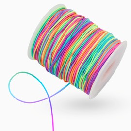 FQTANJU 1mm Elastic String for Bracelets, 328 Feet Rainbow Stretchy Bracelet String Elastic Thread Cord for Jewelry Making, Necklaces, Beading and Crafts