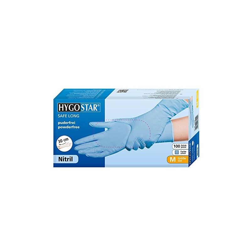 FRANZ MENSCH Safe Long Nitrile Gloves Blue M 30 cm