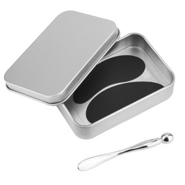 Gosknor Reusable Eye Patch, Silicone Reusable Eye Gel Pads Eye Wrinkle Patches Under Eye Mask, Plump Fine Lines & Wrinkles with Metal Eye Cream Applicator & Tin Case (Black)