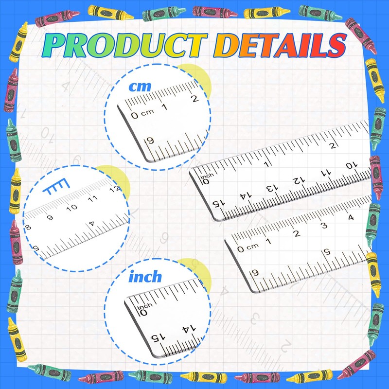 EBOOT 2 Packs 6 Inch Clear Plastic Rulers Clear Measuring