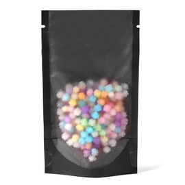 Matte Frosted Window & Black Stand Up Open Top Heat Sealing Packaging Bags for Small Business, Home Use, Freeze Dried Candy, Food Storage Bags, Pet Treats, Beauty Spa (1000, 3.94 x 5.91 + 2.20 inch)