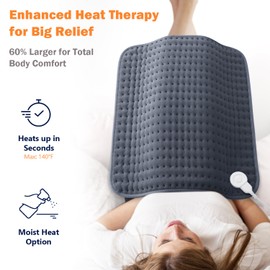 Ultra-Wide Microplush Heating Pad - 20"x24" Electric Heating Pad for Back, Neck, Shoulder Pain and Cramps - Moist Heat Option, Machine Washable, Auto-Off - Gifts for Women, Men, Mom, Dad, Christmas