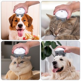 Ankilo Head Massager Scalp, Electric Scalp Massager Pet Massager with 4 Rotatable Massage Heads, Three Modes, Waterproof for Relieving Tight Stiffness Muscles, Promote Bonding