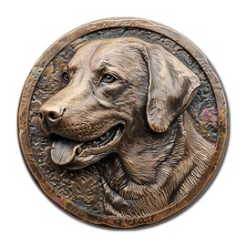 Soulpons Letrero Decorativo de Lata 2D Plano Arte de Pared Vintage Labrador Retriever Letrero de Lata Redondo para Decoración del Hogar Familiar y Playa y Deleite de Entusiastas de Perros 8×8 Pulgadas
